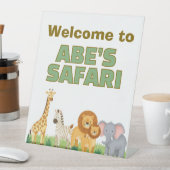 Safari upsherin verjaardagsbord reclamebord met voetstuk (Insitu)