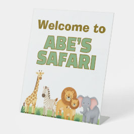 Safari upsherin verjaardagsbord reclamebord met voetstuk