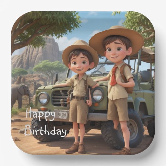 Safari van het kind papieren bordje (Voorkant)