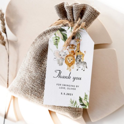 Safari verjaardag bedank kaartje cadeaulabel