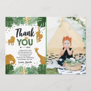 Safari verjaardag Dank je kaartje Dieren Wild Eén Bedankkaart