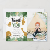 Safari verjaardag Dank je kaartje Dieren Wild Eén Bedankkaart (Voorkant)