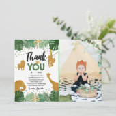 Safari verjaardag Dank je kaartje Dieren Wild Eén Bedankkaart (Staand voorkant)