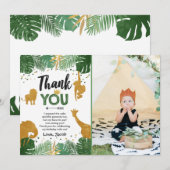 Safari verjaardag Dank je kaartje Dieren Wild Eén Bedankkaart (Voorkant / Achterkant)