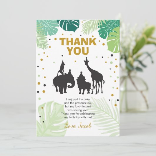 Safari verjaardag Dank je kaartje Dieren Wilde Zoo Bedankkaart (Staand voorkant)