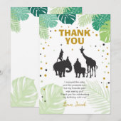 Safari verjaardag Dank je kaartje Dieren Wilde Zoo Bedankkaart (Voorkant / Achterkant)