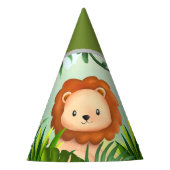 Safari Verjaardag Leeuw Feesthoedjes (Voorkant)
