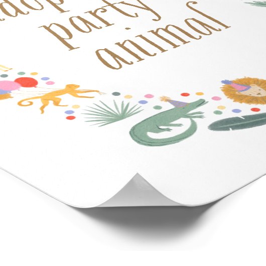 Safari Verjaardag Partij Keur een partij dier teke Poster (Hoek)