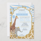 Safari Verjaardag Uitnodiging - Blauw (Voorkant)