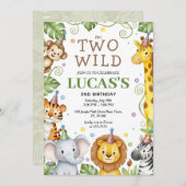 Safari Verjaardag Uitnodiging Twee Wild Boy Uitnod (Voorkant / Achterkant)
