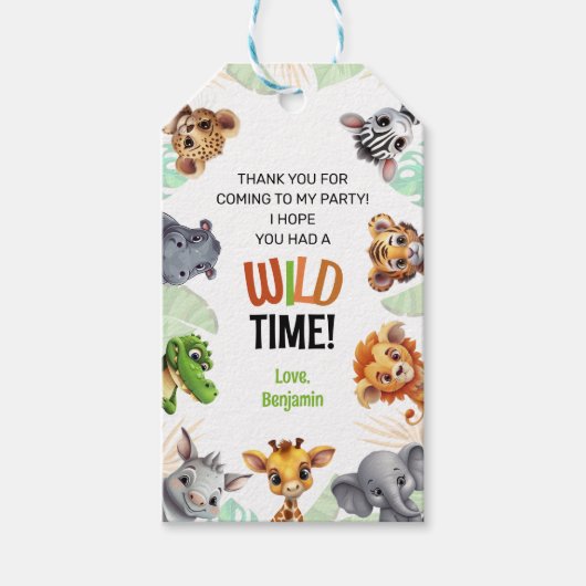 Safari Verjaardag Wilde Tijd Dank u Cadeaulabel (Voorkant)