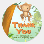 Safari Verjaardagsfeest - Aap Ronde Sticker (Voorkant)