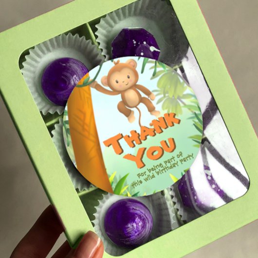 Safari Verjaardagsfeest - Aap Ronde Sticker