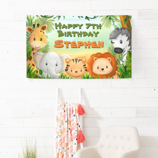 Safari Verjaardagsfeestbanner Spandoek (Insitu)