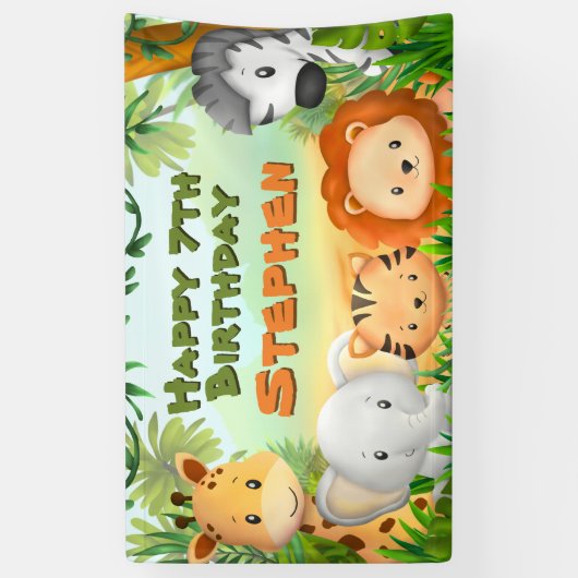 Safari Verjaardagsfeestbanner Spandoek (Verticaal)