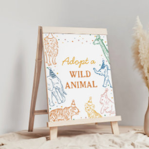 Safari-verjaardagsfeestje Adopt a Animal Tafelbord Poster