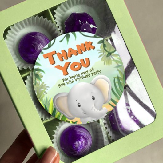 Safari verjaardagsfeestje - Elaphant Ronde Sticker