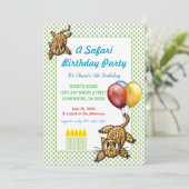 Safari verjaardagsfeestje luipaard uitnodiging (Staand voorkant)