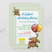 Safari verjaardagsfeestje luipaard uitnodiging (Voorkant / Achterkant)