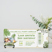 Safari verjaardagsfeestje ticket (Staand voorkant)