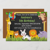 Safari verjaardagsuitnodiging, jungle uitnodiging (Voorkant / Achterkant)