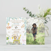 Safari verjaardagsuitnodiging met foto kaart (Staand voorkant)