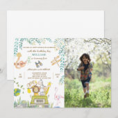 Safari verjaardagsuitnodiging met foto kaart (Voorkant / Achterkant)