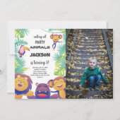 Safari verjaardagsuitnodiging met foto kaart (Voorkant)