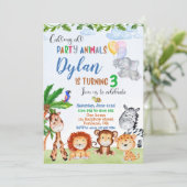 Safari verjaardagsuitnodiging Oerwoud jongens Kaart (Staand voorkant)