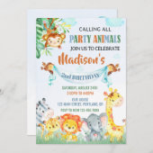 Safari verjaardagsuitnodiging Twee wilde uitnodigi Kaart (Voorkant / Achterkant)