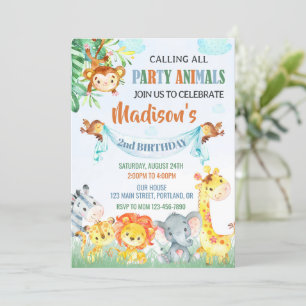 Safari verjaardagsuitnodiging Twee wilde uitnodigi Kaart