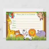 Safari-verjaardagsuitnodiging,uitnodiging voor oer kaart (Voorkant)