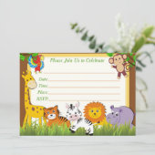 Safari-verjaardagsuitnodiging,uitnodiging voor oer kaart (Staand voorkant)