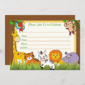 Safari-verjaardagsuitnodiging,uitnodiging voor oer kaart (Voorkant / Achterkant)