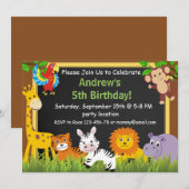 Safari-verjaardagsuitnodiging,uitnodiging voor oer kaart (Voorkant / Achterkant)