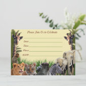 Safari-verjaardagsuitnodiging,uitnodiging voor oer kaart (Staand voorkant)
