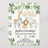 Safari-verjaardagsuitnodiging voor jongens met die kaart (Voorkant / Achterkant)