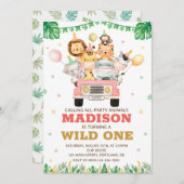 Safari verjaardagsuitnodiging Wild één uitnodiging (Voorkant / Achterkant)