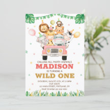 Safari verjaardagsuitnodiging Wild één uitnodiging