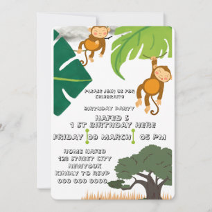 Safari verjaardagsuitnodiging, Wilde verjaardagsjo Save The Date