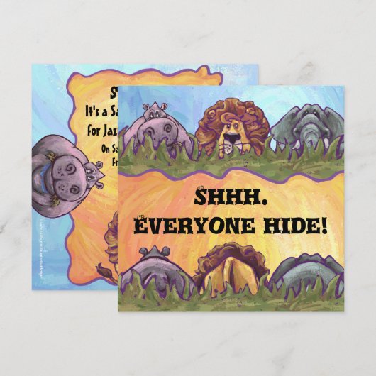 Safari Verrassingsfeestuitnodiging Kaart (Voorkant / Achterkant)