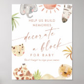 SAFARI Versier een Block Baby shower Game Sign Poster (Voorkant)