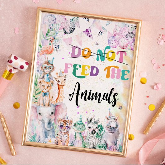 Safari Voed de dieren geen verjaardagsfeestje Poster
