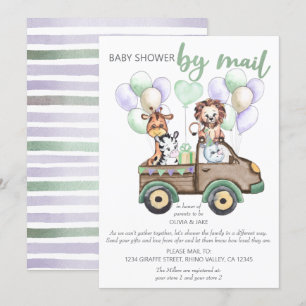 Safari-vrachtwagen en Malle Dieren Baby Shower per Kaart