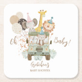 Safari Vrachtwagen Oerwoud Dieren Boho Baby shower Kartonnen Onderzetters (Voorkant)