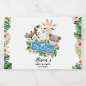 Safari Vrienden | Baby shower Mini Mousserende Wij Sparkling Wijnetiket (Enkel label)