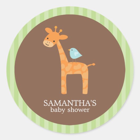 Safari Vrienden Baby shower Stickers (Voorkant)