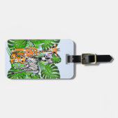 Safari vrienden, giraf, zebra, tijger, palmbladere bagagelabel (Voorkant horizontaal)