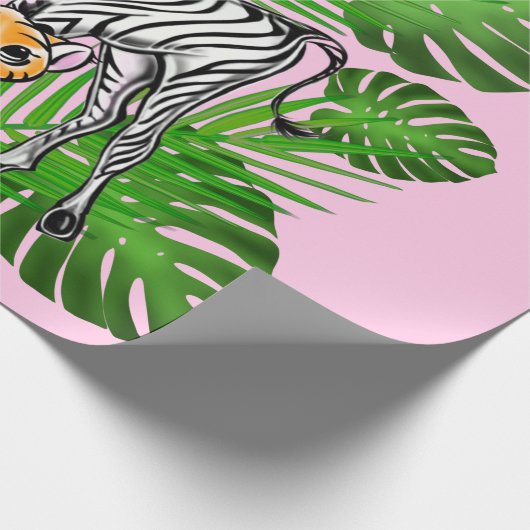 Safari vrienden, giraf, zebra, tijger, palmbladere cadeaupapier (Hoek)