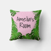 Safari vrienden, giraf, zebra, tijger, palmbladere kussen (Achterkant)